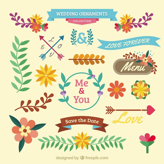 Free vector floral wedding elements