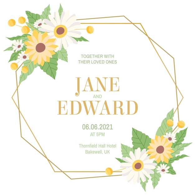 Free vector floral wedding frame template