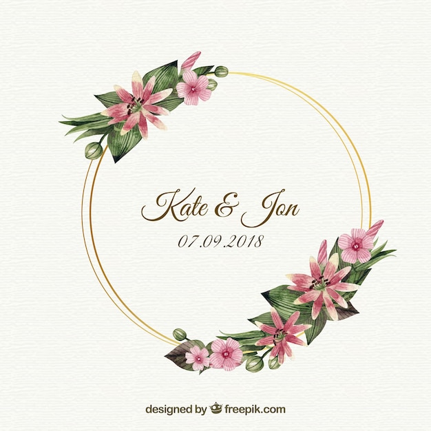 Floral wedding frame template