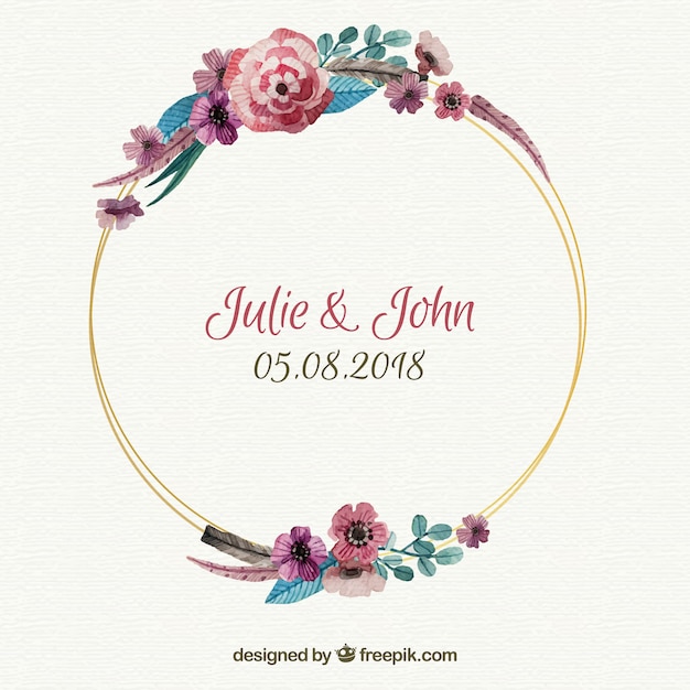 Floral wedding frame template