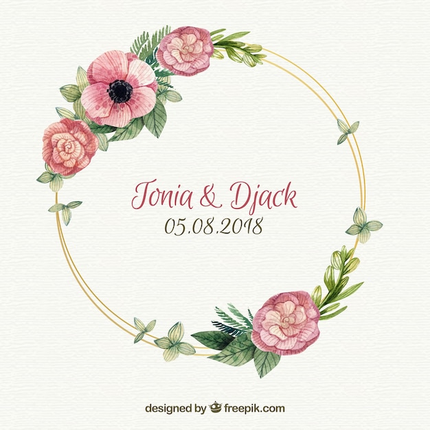 Floral wedding frame template