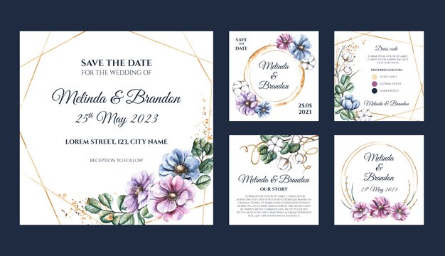 floral wedding instagram post set