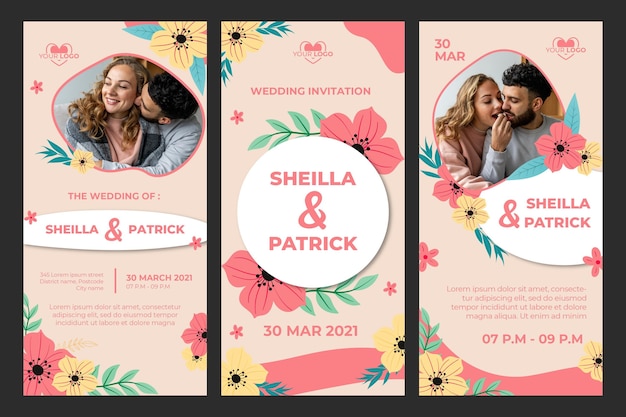 Floral wedding instagram stories collection