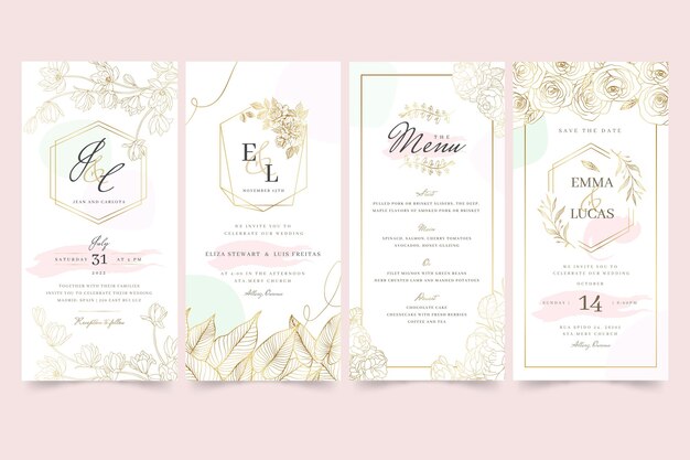 Floral wedding instagram stories collection