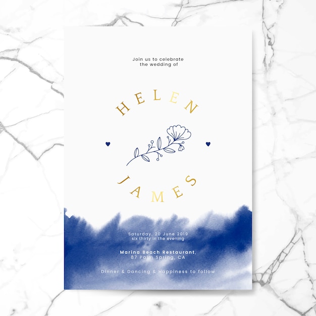 Floral wedding invitation card design vector