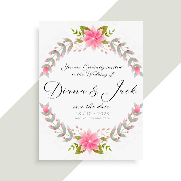 Floral wedding invitation card elegant template