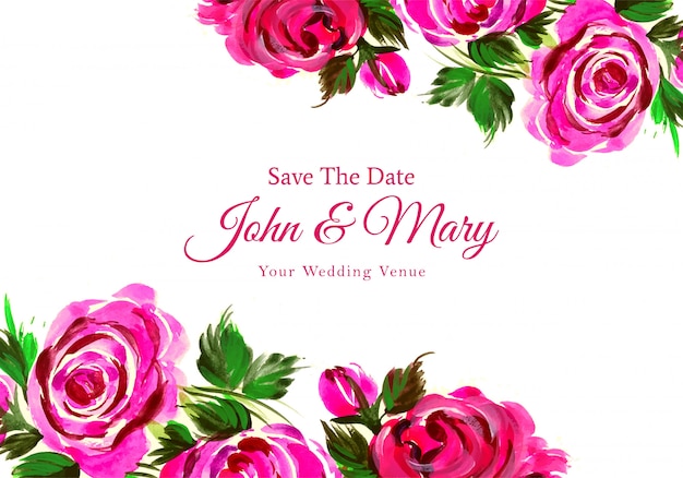 Free vector floral wedding invitation card template