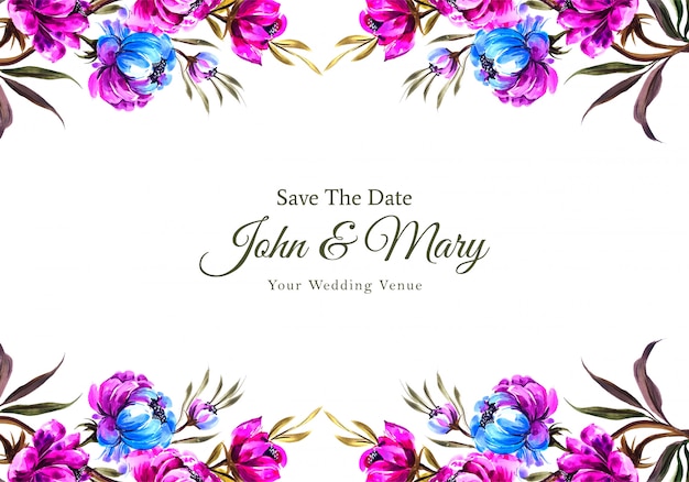 Floral wedding invitation card template