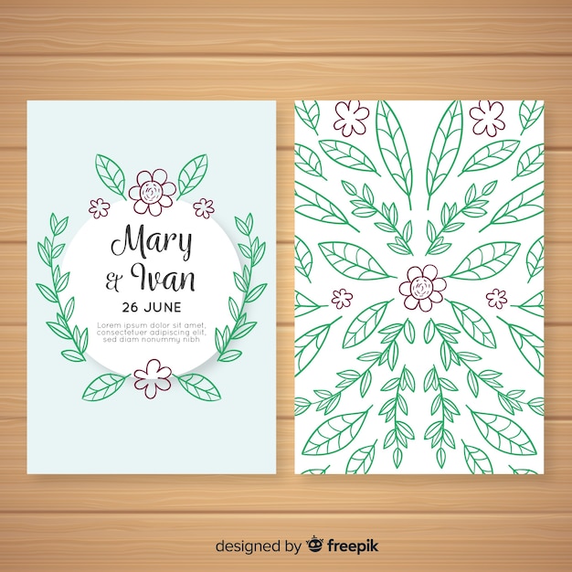 Free vector floral wedding invitation card template