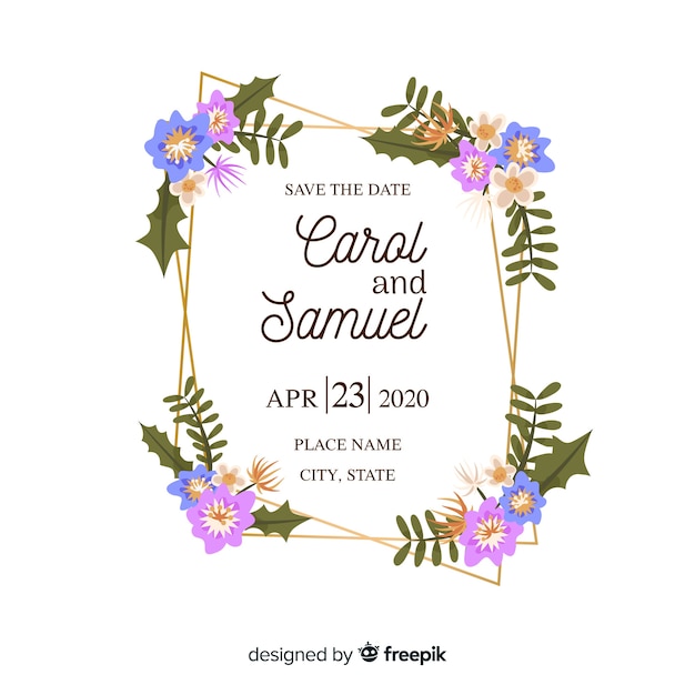 Floral wedding invitation card template