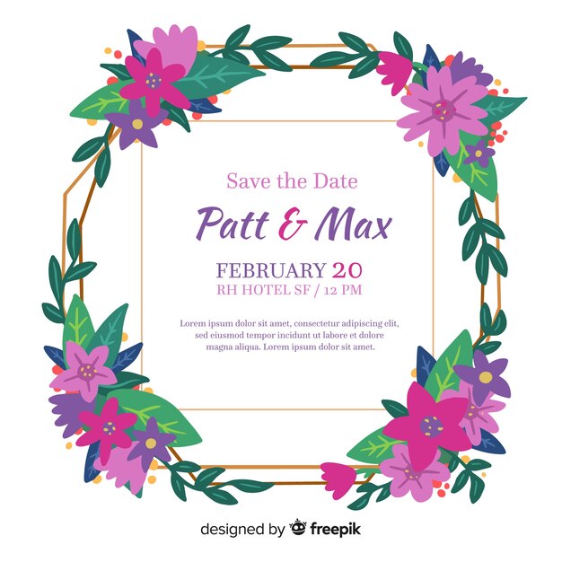 Floral wedding invitation card template