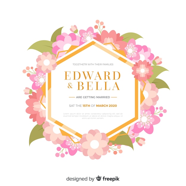 Floral wedding invitation card template