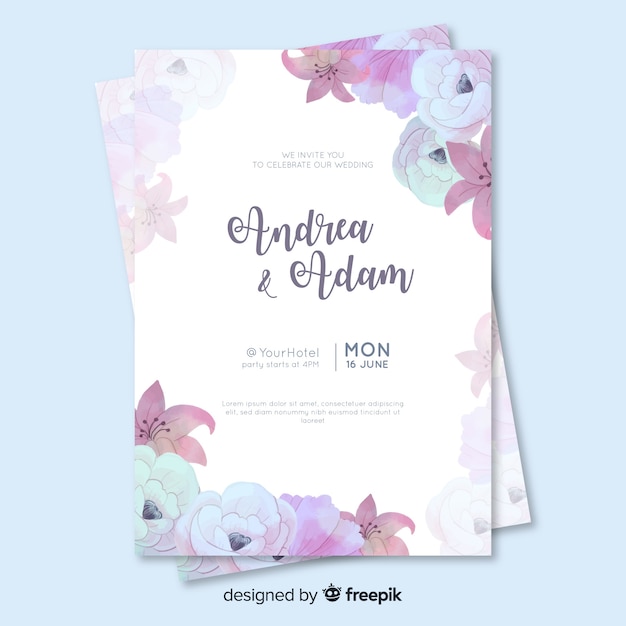 Floral wedding invitation card template