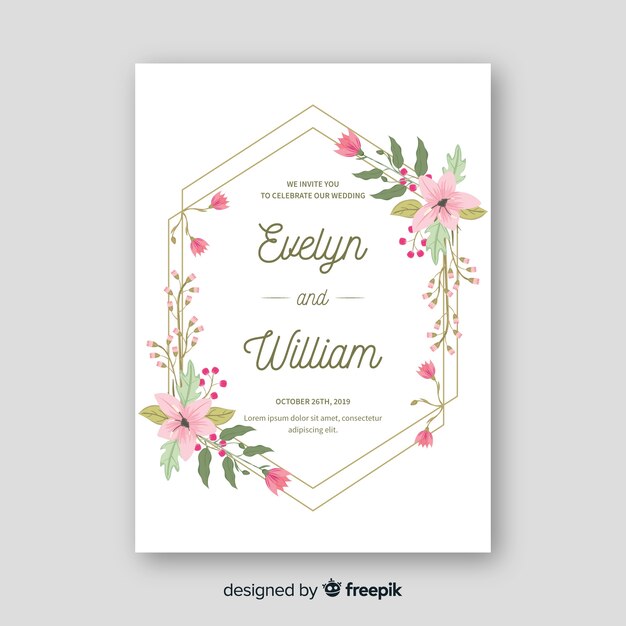 floral wedding invitation card template