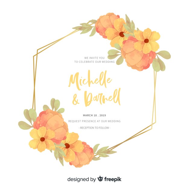 Цветочный шаблон свадебного приглашения