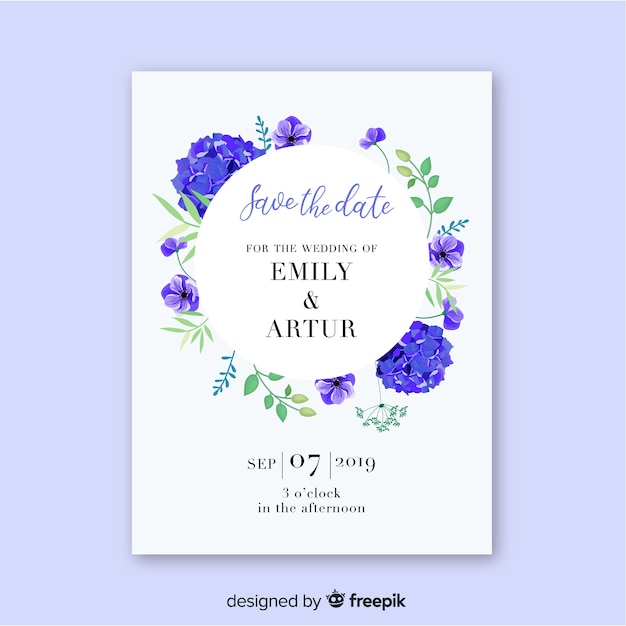 Floral wedding invitation card template