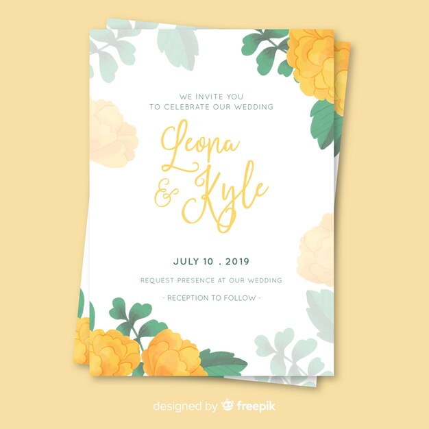 꽃 결혼식 및 초대 카드 템플릿