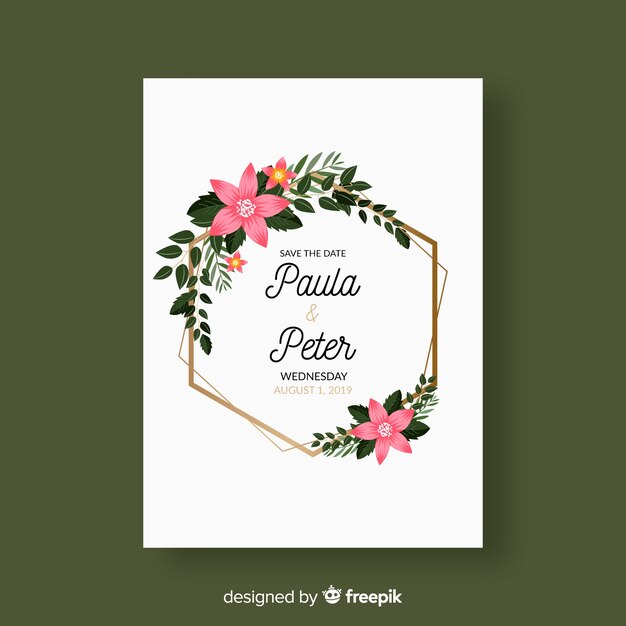 floral wedding invitation card template
