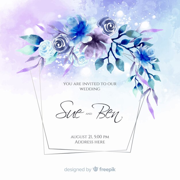 Floral wedding invitation card template