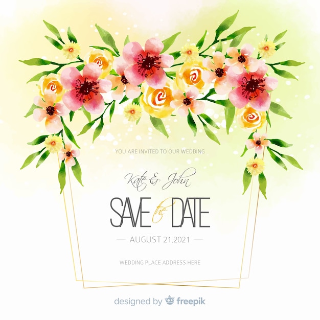 Floral wedding invitation card template