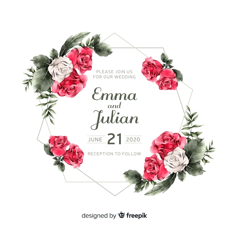 Free Vector floral wedding invitation card template