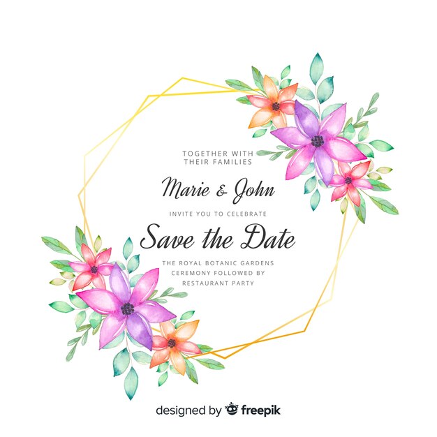 Floral wedding invitation card template