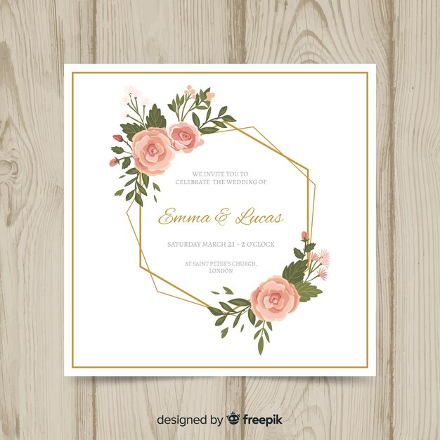 꽃 결혼식 및 초대 카드 템플릿
