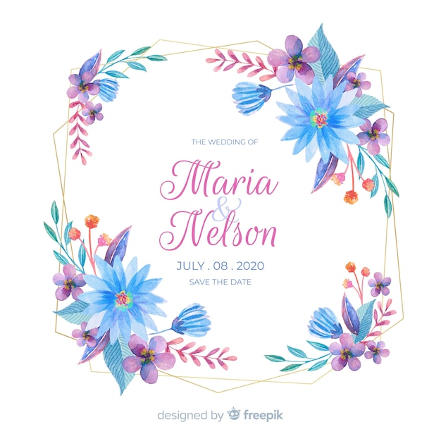 Floral wedding invitation card template