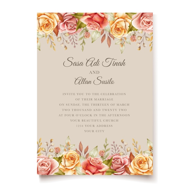 floral wedding invitation card