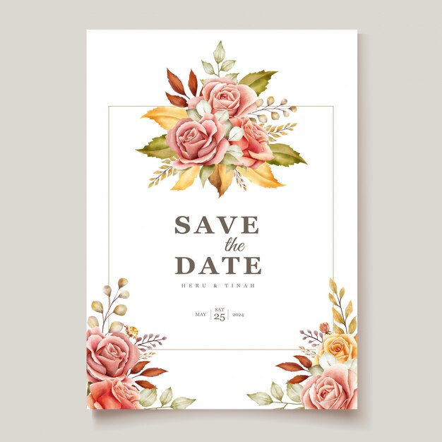 Floral wedding invitation card