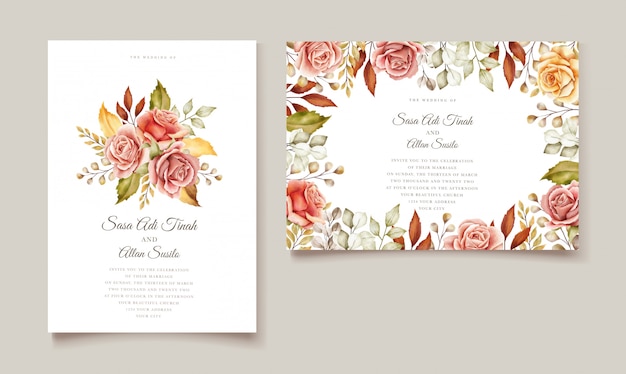 Floral wedding invitation card