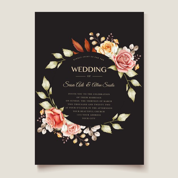 Floral wedding invitation card