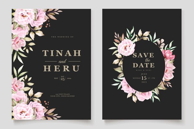 花の結婚式の招待カード