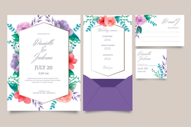 Free vector floral wedding invitation concept