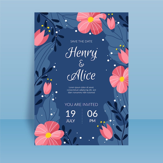 Free vector floral wedding invitation design