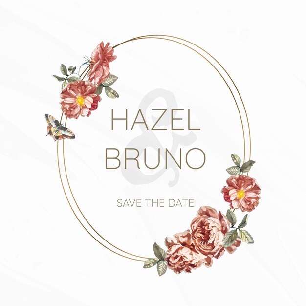 Floral wedding invitation mockup vector