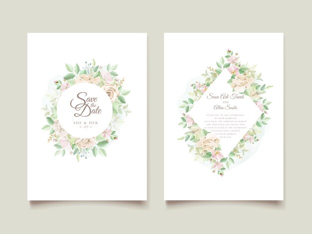 Free vector floral wedding invitation  set