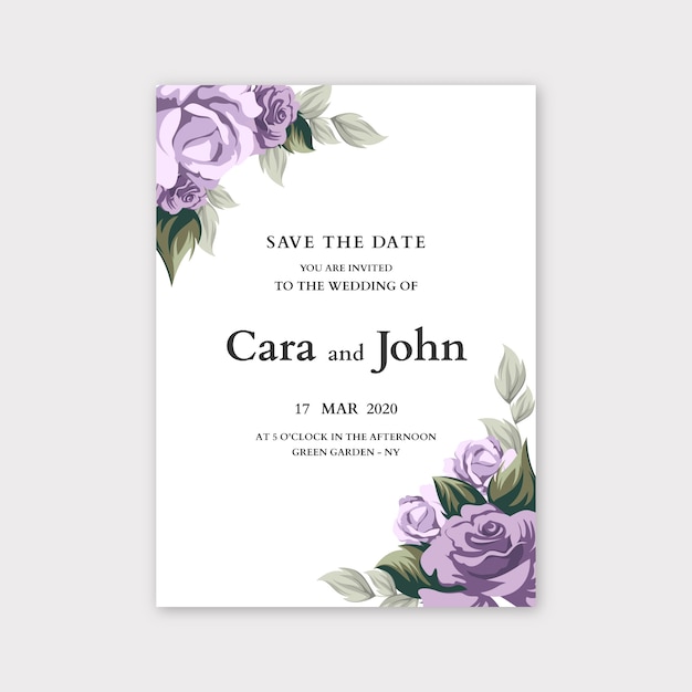 Free vector floral wedding invitation template concept