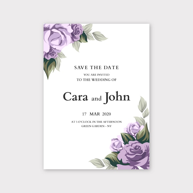 Floral wedding invitation template concept