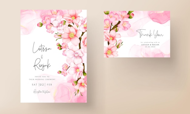 Floral wedding invitation template set with beautiful valentine flower