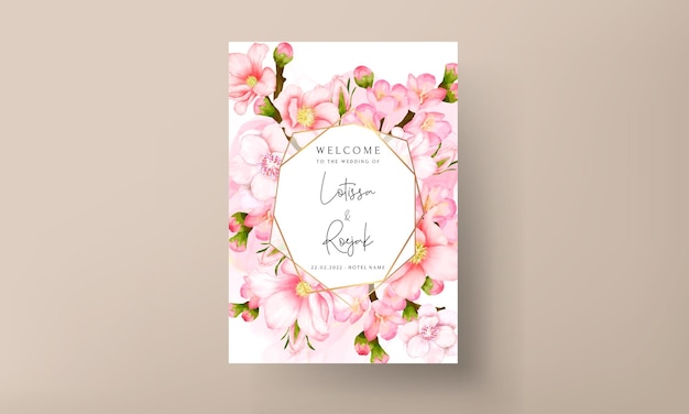 Free vector floral wedding invitation template set with beautiful valentine flower