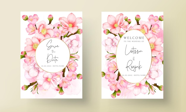 Floral wedding invitation template set with beautiful valentine flower