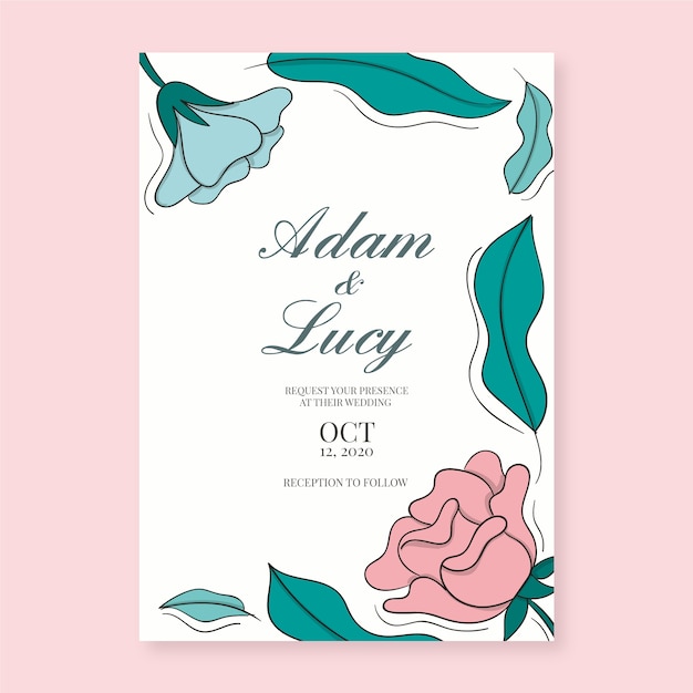 Floral wedding invitation template theme