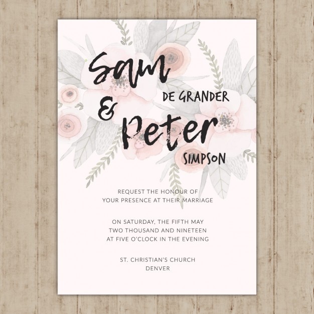 Free vector floral wedding invitation template