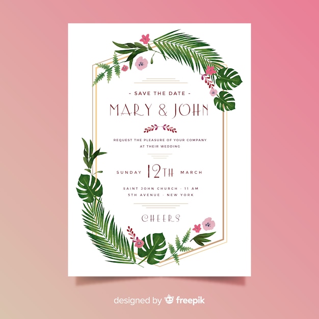 Floral wedding invitation template