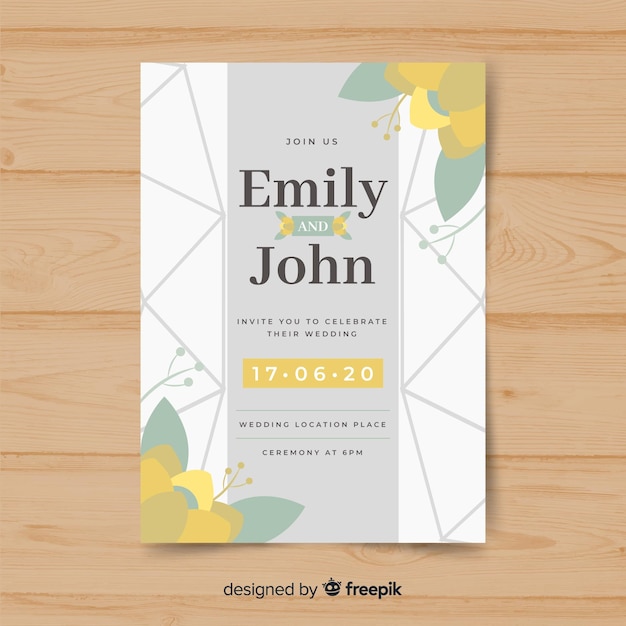 Floral wedding invitation template