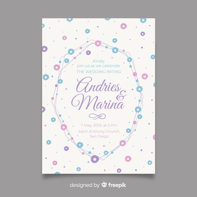 Free vector floral wedding invitation template