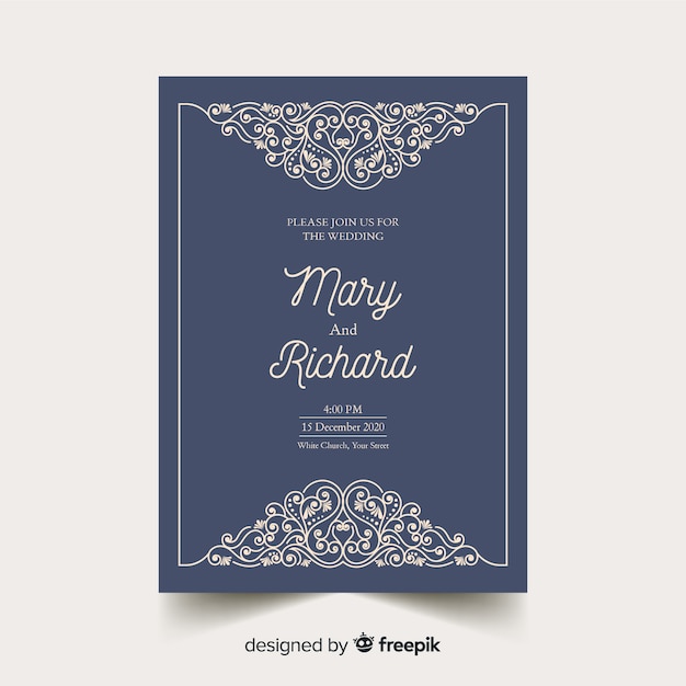 Free vector floral wedding invitation template