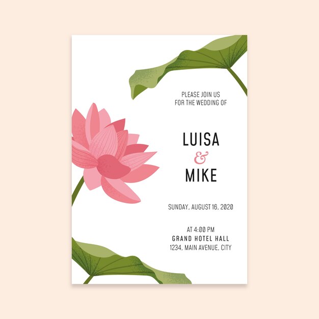 Free vector floral wedding invitation template