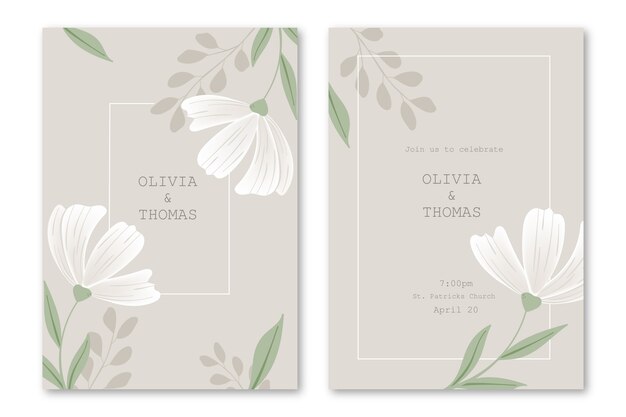 Floral wedding invitation template